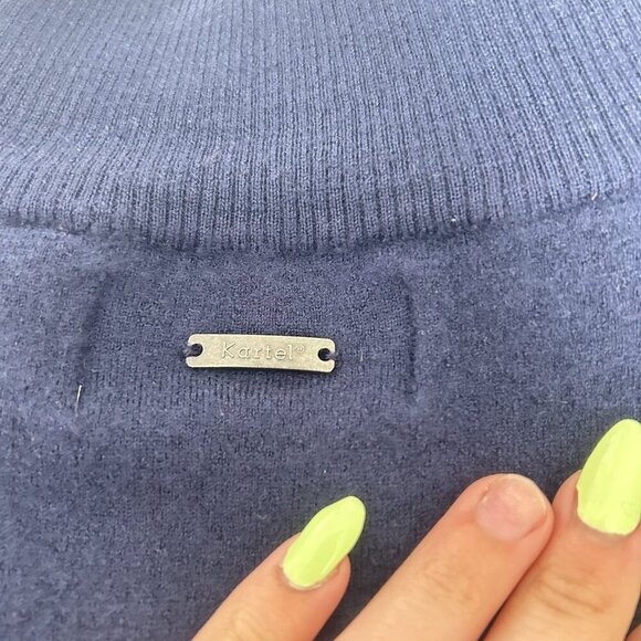 Kartel Sweater Pullover Mens XL Merino Wool 1/4 Zip Golf Pullover Navy Blue - Picture 8 of 8